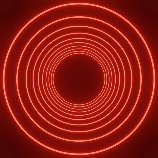 3D光芒四射的魔法圈框架 发光的霓虹灯火波 — 图库照片