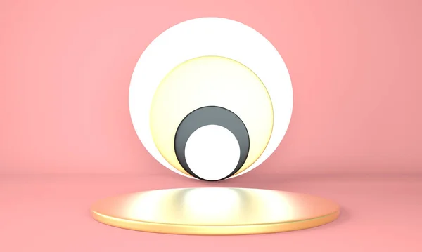 Pastel arka plandaki ürün podyumu 3D. Soyut asgari geometri kavramı. Stüdyo platformu teması. Sergi ve iş tanıtım aşaması. 3d oluşturma.