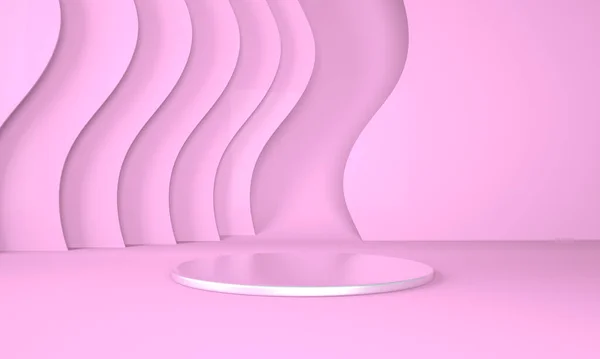 Ürün sunumu için podyum kullanımı. Soyut dalga arkaplanı. 3d oluşturma.