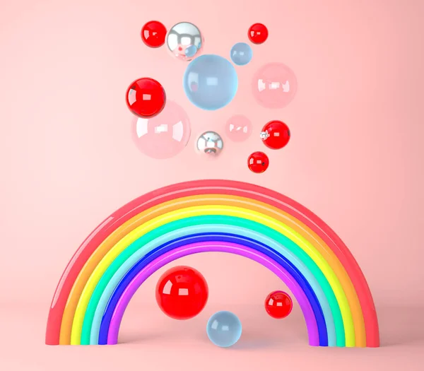 Darstellung Eines Regenbogens Mit Bunten Kugeln Illustration — Stockfoto