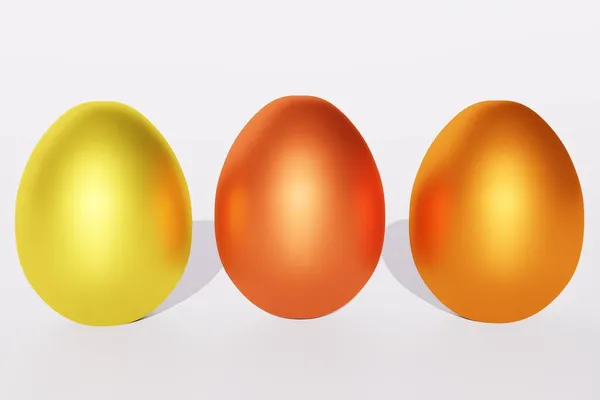 Set Metallic Eggs Objects Design Three Shapes Different Colors — Stock Photo, Image