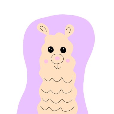 Tatlı Lama surat. Kumaş, tişört, poster, kart, bebek partisi taşıyıcısı için çocukça bir parmak izi.