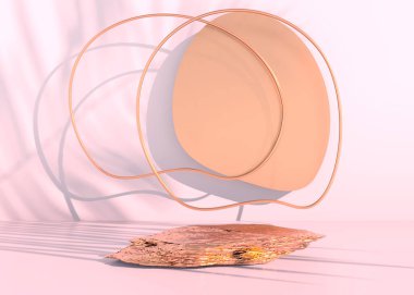 Pastel arka planda taş podyum, ürün sergisi için, model tasarımı için boş. 3d.