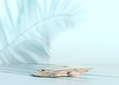 Pastel arka planda taş podyum, ürün sergisi için, model tasarımı için boş. 3d.