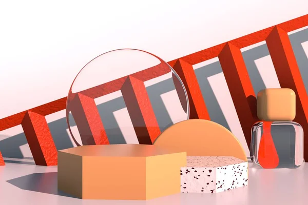 3D soyut arkaplan, sahne geometrisi şekilli podyumu ürün gösterimi için düzenleyin. 3d oluşturma.