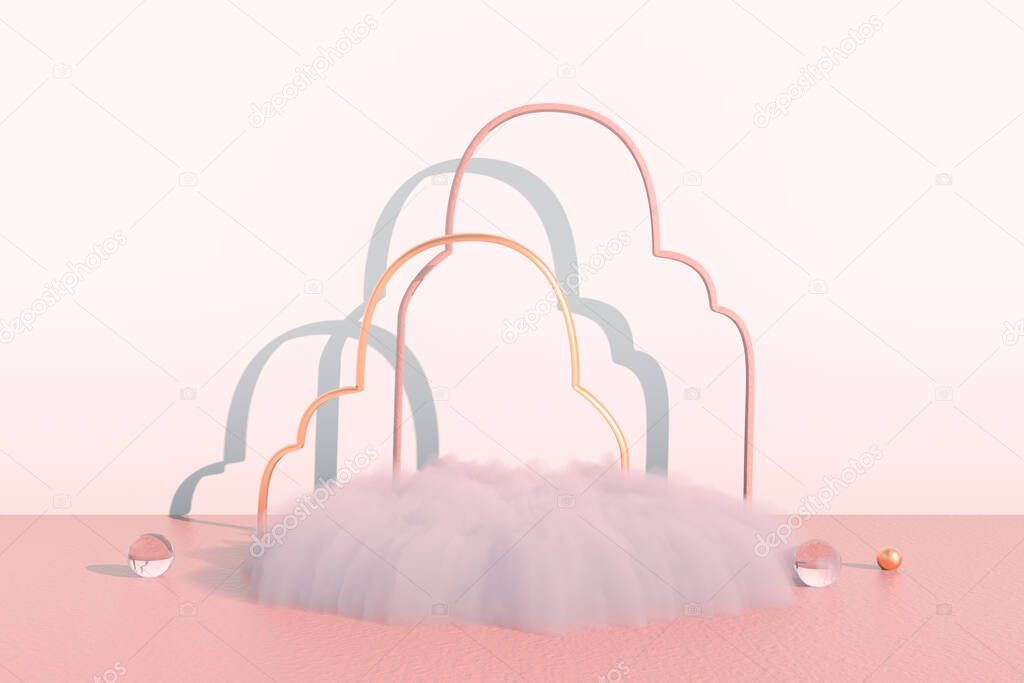 Background 3d with podium and minimal cloud scene, minimal product display background.