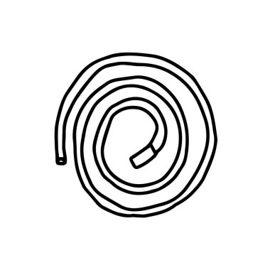 Bahçe sulama hortumu karalama tarzında. Bahçıvanlık. Kartpostal, afiş, poster, web tasarımı için şablon. El Çizimi vektörü.