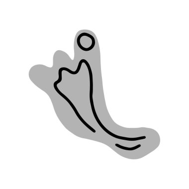 Ayak izi çizilmiş karalama ikonu. İnsan ayak izi. Beyaz arkaplanda yazdırma, taşınabilir ve bilgi grafikleri için vektör illüstrasyonu.
