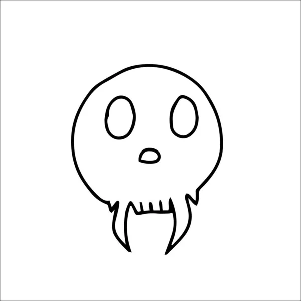 手描きの漫画の頭蓋骨 白い背景に隔離された面白い漫画の頭蓋骨 ベクトル — ストックベクタ