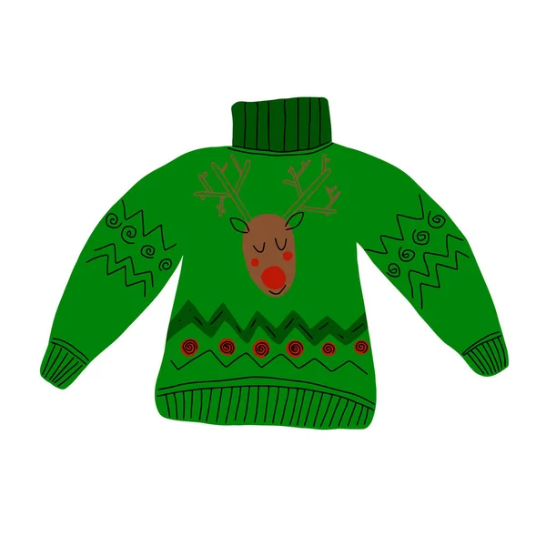 Hässlicher Pullover Weihnachtsfeier Vektor Handgezeichnet — Stockvektor