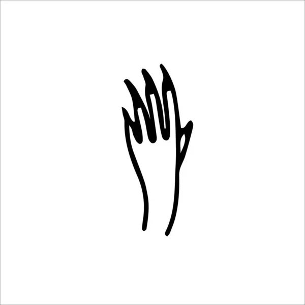 魔女ハンドドアベクトルアイコン 手描きハロウィンデザイン要素イラスト 長い爪のシルエットのシンボルを持つ女性の手 神秘的な記号 — ストックベクタ