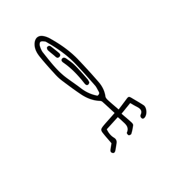 Une Houe Comme Une Fourchette Illustration Vectorielle Contour Dessinée Main — Image vectorielle