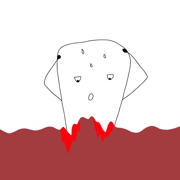Ilustracje Krwawiącej Pasty Zębów Choroby Przyzębia Ręcznie Rysowane Bazgroły — Wektor stockowy