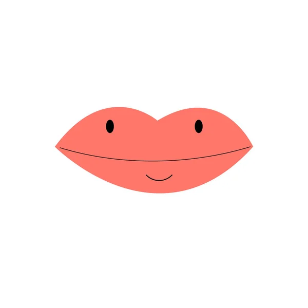 Rote Lippen Vektor Isoliert Auf Weißem Hintergrund Karikatur — Stockvektor