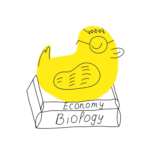 Cute Yellow Duck Student Vector — Stock Vector
