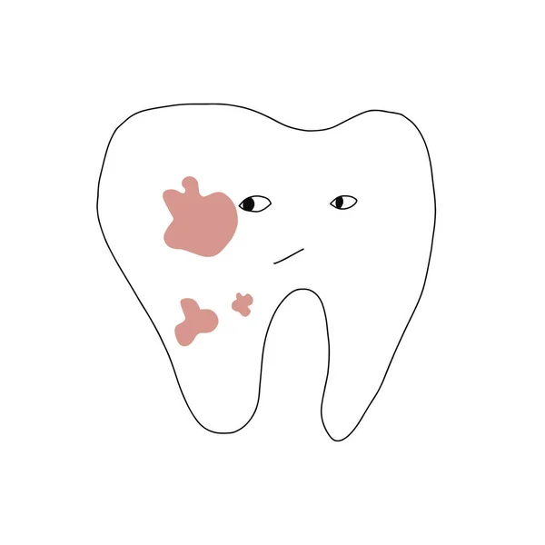 Dental Plaque Doodle Icon Vector Illustration — Stock Vector