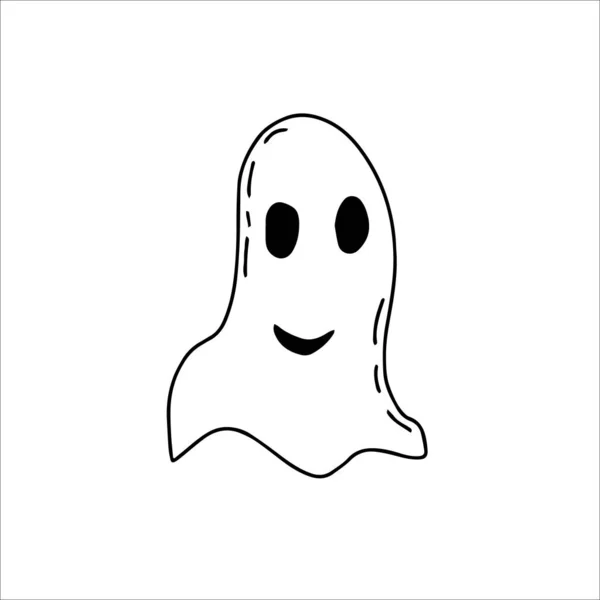 Ghost Doodle Cartoon Character Vector Halloween Isolated Illustration White Background — Stock Vector