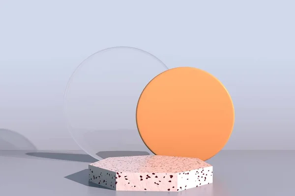 3D soyut arkaplan, sahne geometrisi şekilli podyumu ürün gösterimi için düzenleyin. 3d oluşturma.