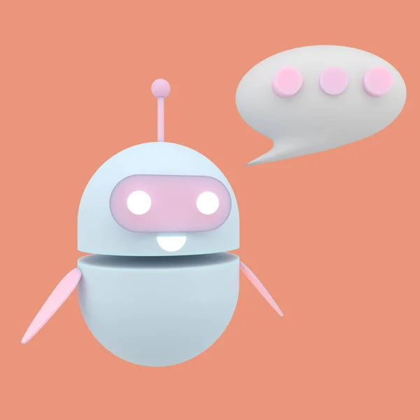 Robot Chatbot Icône Jolie Bot Helper Mascotte Personnage Dessin Animé — Photo