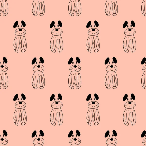 タイポグラフィポスター カード ラベル パンフレット チラシ ページ バナーデザインのためのかわいい犬とシームレスベクトルパターン ベクトル — ストックベクタ