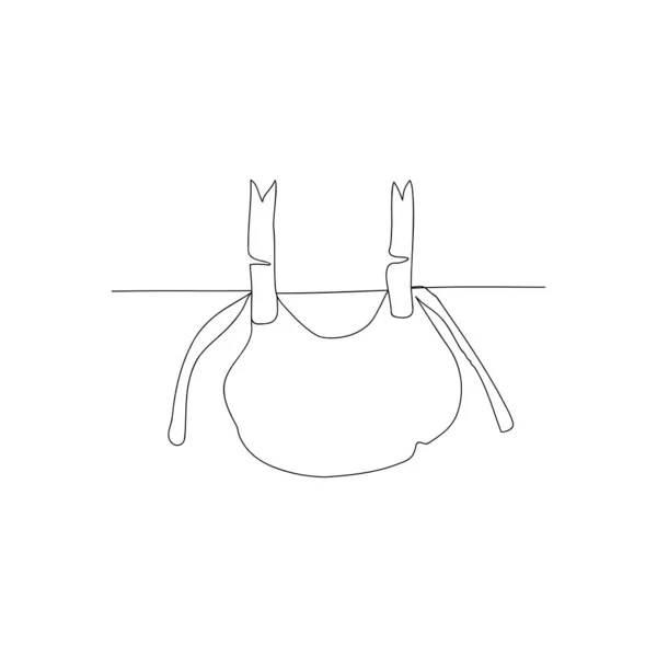 Línea Continua Dibujando Babero Limpio Colgando Las Cuerdas Vector — Archivo Imágenes Vectoriales