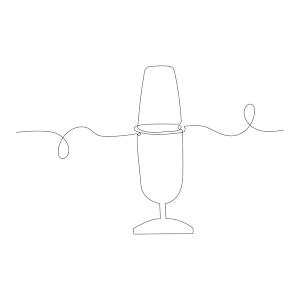 Een Lijn Tekening Podcast Microfoon Podcast Concept Vector — Stockvector