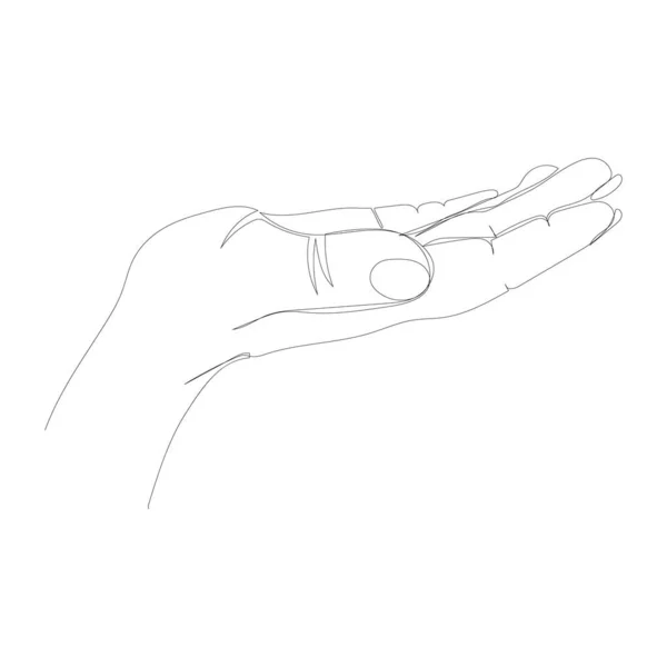 Continuous Line Drawing Hand Holding Something White Backgrounds Vector — Stock vektor