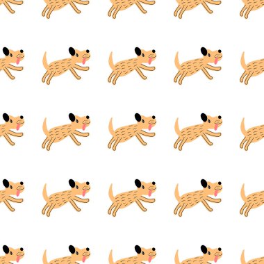 Tipografi posteri, kart, etiket, broşür, broşür, sayfa, pankart tasarımı için sevimli köpekli kusursuz vektör deseni. Vektör illüstrasyonu.