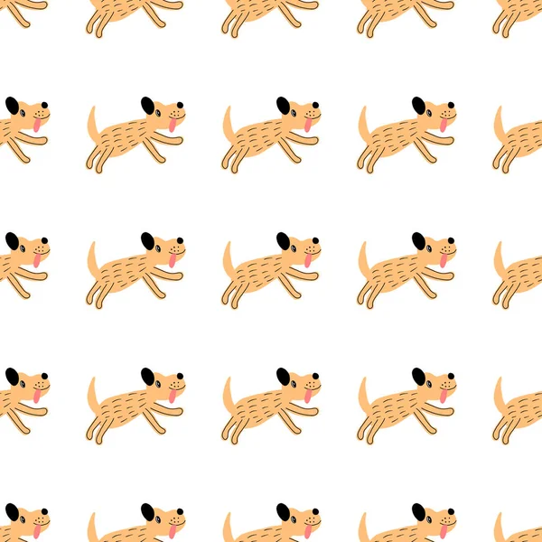 Seamless vector pattern with cute dogs for typography poster, card, label, brochure, flyer, page, banner design. Vector illustration. — ストックベクタ