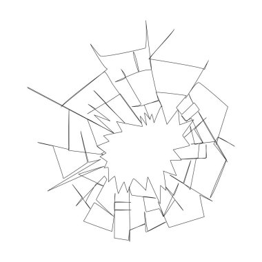 Devamlı çizim, kırık cam, duvar, yer buz taşıyıcısı.