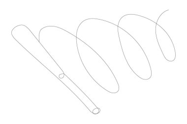 Single continuous line drawing wooden baseball bat. American sport game equipment. Outdoor sport. Vector.