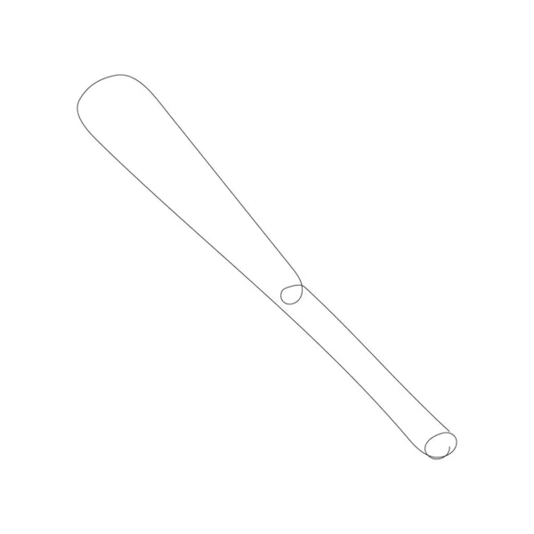 Single Continuous Line Drawing Wooden Baseball Bat American Sport Game — ストックベクタ