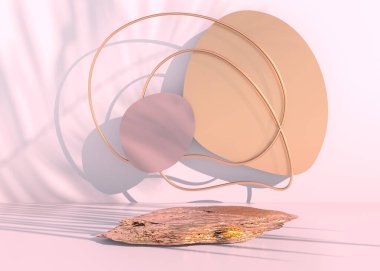 Pastel arka planda taş podyum, ürün sergisi için, model tasarımı için boş. 3d.