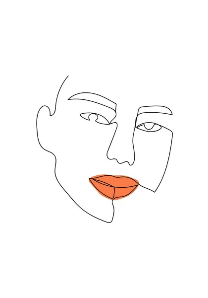 Portrait Féminin Moderne Une Ligne Abstrait Femme Visage Dessin Ligne — Image vectorielle