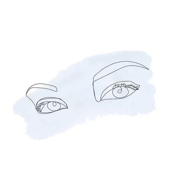 Dibujo Línea Continua Los Ojos Mujer Esquema Lineal Minimalista Con —  Fotos de Stock