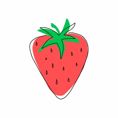 Bahçe çileği. Karalama meyvesi ya da çilek. Beyaz arka planda izole edilmiş. Taze çilekli tatlı meyve. vektör illüstrasyonu