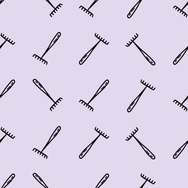 El tırmığı simgesi dikişsiz desen, tırmık aracı vektör çizimi.