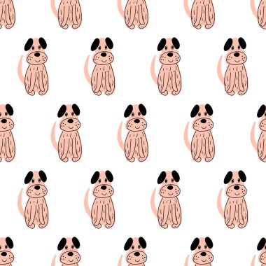 Tipografi posteri, kart, etiket, broşür, broşür, sayfa, pankart tasarımı için sevimli köpekli kusursuz vektör deseni. Vektör.