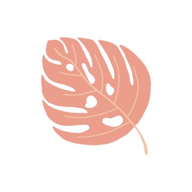 Karalama tarzında canavar yaprağı. Beyaz arka planda izole edilmiş tropikal yaprak delikleri, ev bitkisi vektör illüstrasyonu.