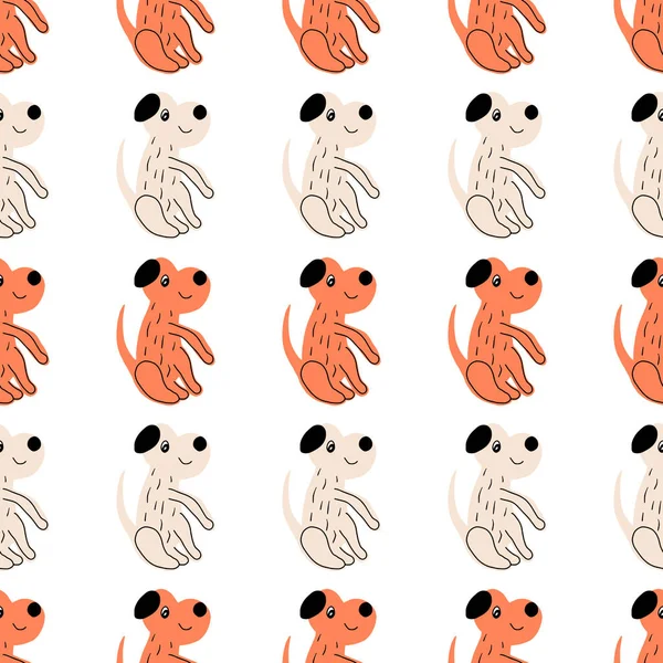 タイポグラフィポスター カード ラベル パンフレット チラシ ページ バナーデザインのためのかわいい犬とシームレスベクトルパターン ベクトル — ストックベクタ