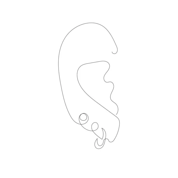 Ciągły Rysunek Linii Ludzkiego Ucha Światowy Głuchy Dzień Prosty Skecz — Wektor stockowy