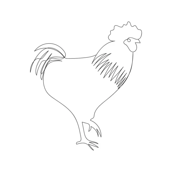 Rooster Één Lijn Tekent Vector Minimalisme Ontwerp Van Haan Dierlijke — Stockvector