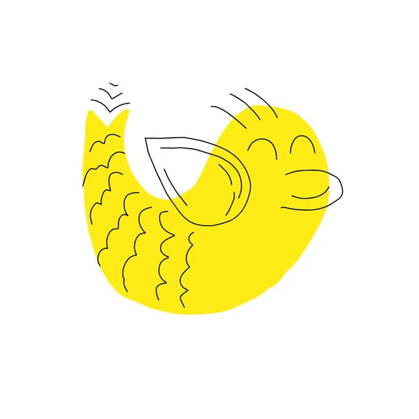 Şirin Sarı Ördek Vektör Çizimi Çocuk Oyuncağı Kuş Karalama Elle — Stok Vektör