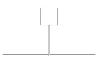 Kare yol işaretinin şablonunu çizen tek bir çizgi. Bir çizgi çizme vektör illüstrasyonu