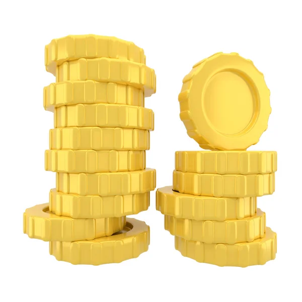 Hromada Zlatých Mincí Bílém Pozadí Konceptem Zisku Zlaté Mince Nebo — Stock fotografie