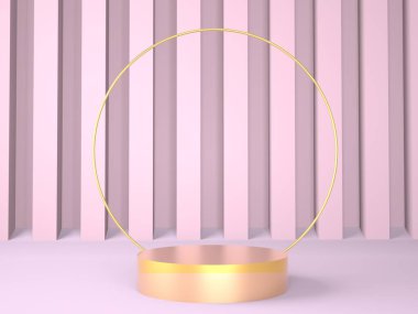 Pastel arka plandaki ürün podyumu 3D. Soyut asgari geometri kavramı. Stüdyo platformu teması. Sergi ve iş tanıtım aşaması. 3d oluşturma.