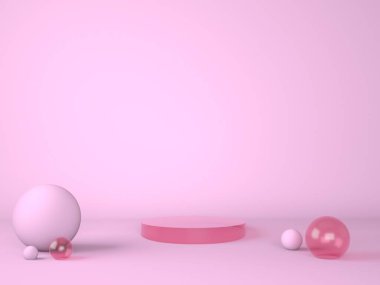 Pastel arka plandaki ürün podyumu 3D. Soyut asgari geometri kavramı. Stüdyo platformu teması. Sergi ve iş tanıtım aşaması. 3d oluşturma.