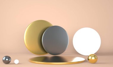 Pastel arka plandaki ürün podyumu 3D. Soyut asgari geometri kavramı. Stüdyo platformu teması. Sergi ve iş tanıtım aşaması. 3d oluşturma.