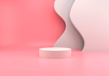 Ürün sunumu için podyum kullanımı. Soyut dalga arkaplanı. 3d oluşturma.