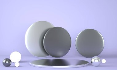 Pastel arka plandaki ürün podyumu 3D. Soyut asgari geometri kavramı. Stüdyo platformu teması. Sergi ve iş tanıtım aşaması. 3d oluşturma.